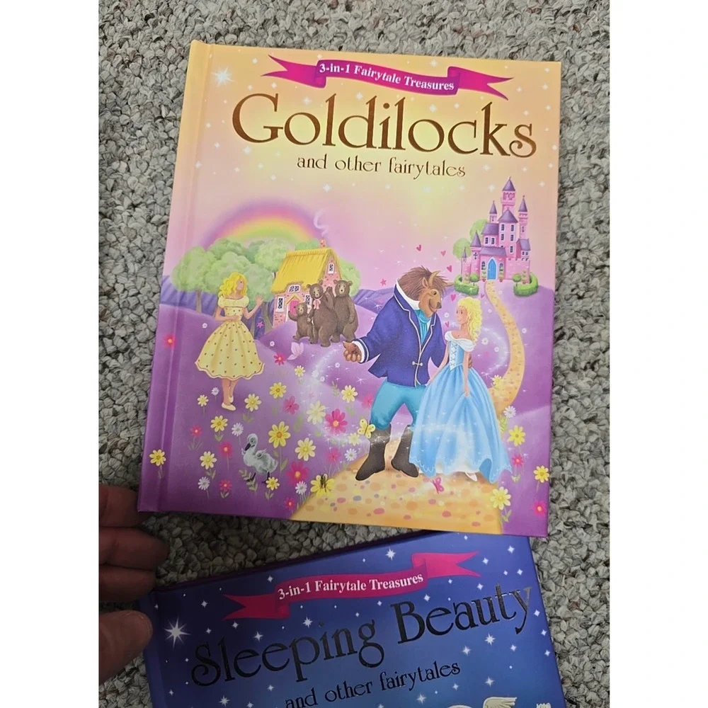 Lot of 3 Vintage Rainbows, Goldilocks, Sleeping Beauty Hardcover Childrens Books